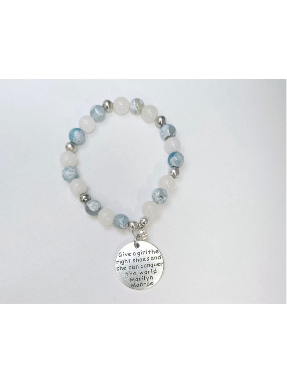 Conquer the World: Blue Fire Agate & White Jade Statement Bracelet